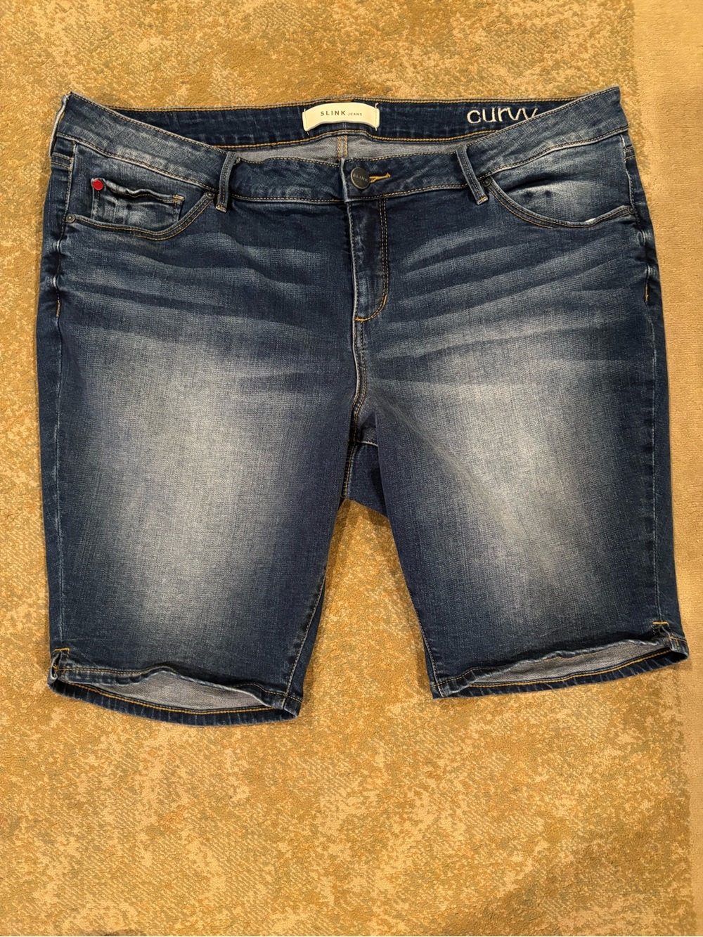 SLINK Jeans Curvy Bermuda Shorts Womens 22 Plus Size Stretch Denim Blue